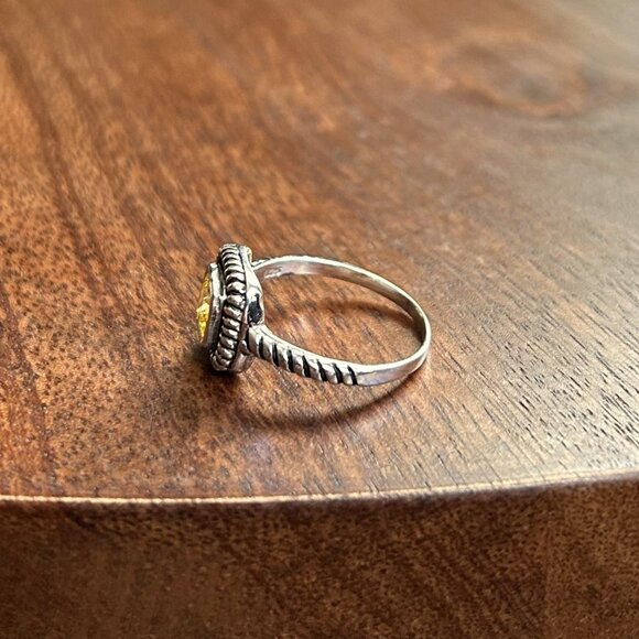 New STERLING SILVER 925 Yellow Cz Ring Size 8 - Picture 5 of 6